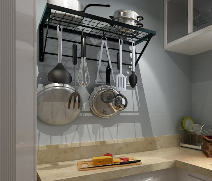 外贸出口上墙厨房壁挂架挂锅架置物收纳架碗盘架吊锅架调料架调味