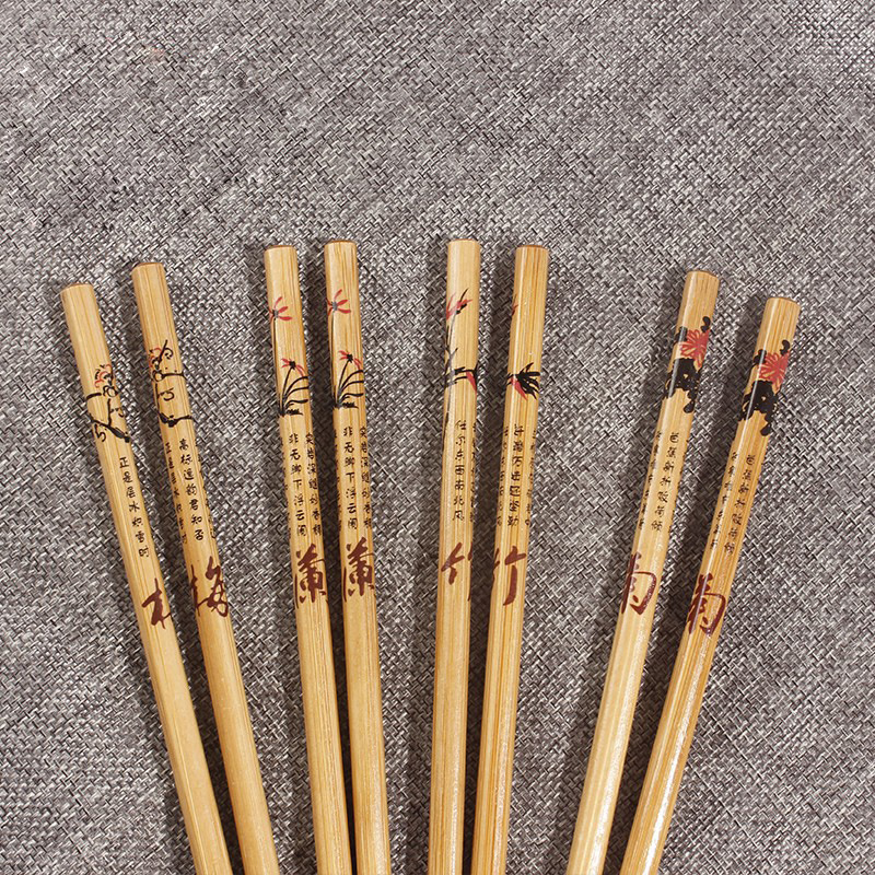 梅兰竹菊 印花艺术竹筷子 创意楠竹筷子 家用酒店用品筷 厂家批发