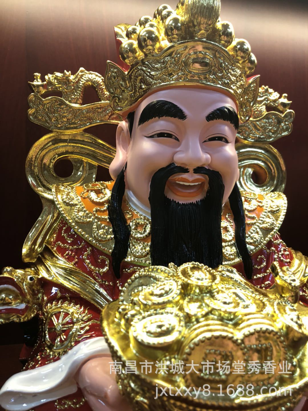 厂家直销佛教用品树脂佛像摆件金财神爷元宝红衣财神家庭客厅摆件
