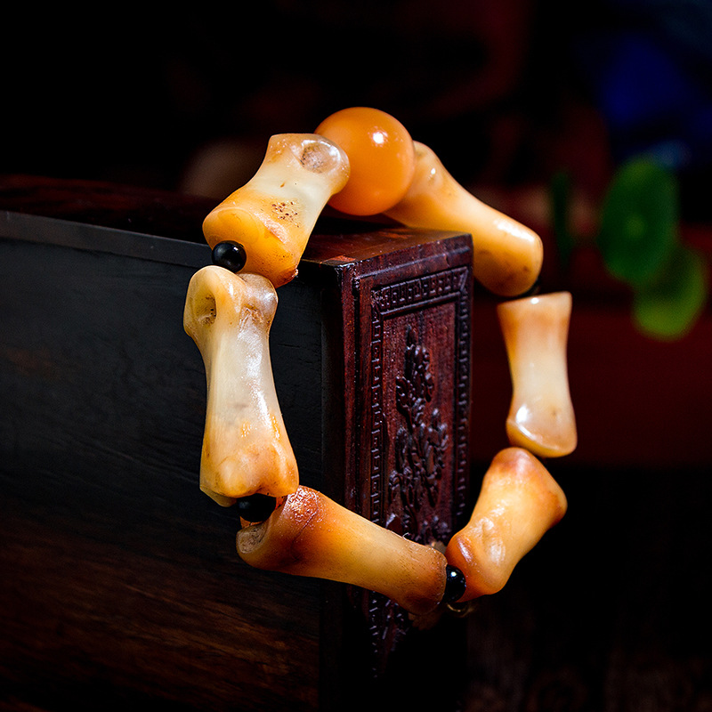 藏式鹿骨趾骨佛珠手链男女士单圈手串藏族饰品民族风文玩