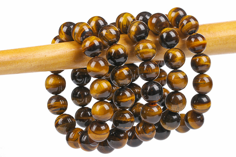厂家批发黄虎眼石手链 男士天然虎睛石 黄三色水晶男女款手串饰品