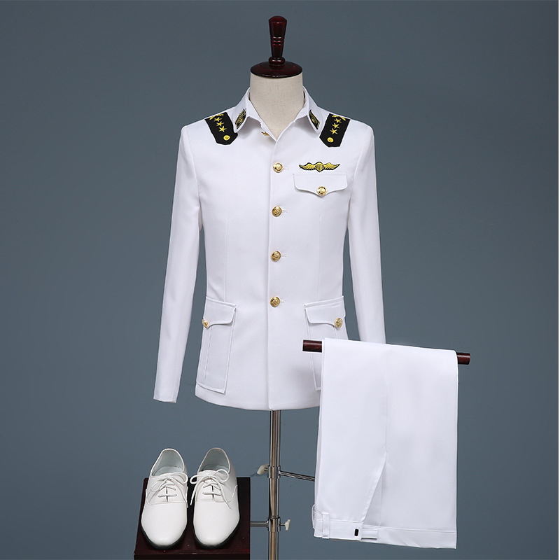 演出服男2021新款海军制服套装表演服合唱服装白色军装裤定制