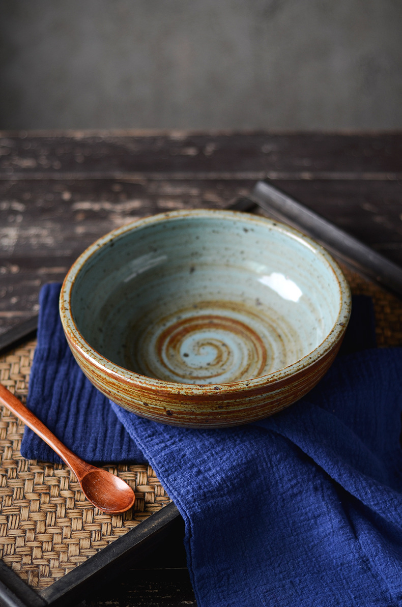 加厚粗陶复古碗餐具套装手工餐盘面碗日式和风陶土碗家用简约食器