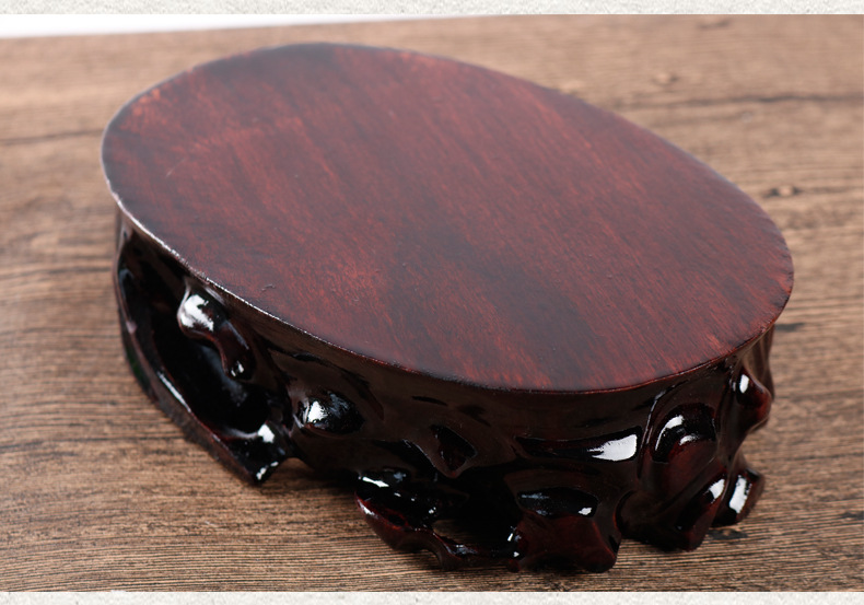 ta06欧米林摆件石头底座花瓶观赏石佛像根雕奇石底座实木可挖槽