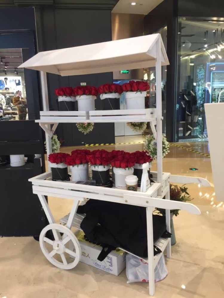 美式商场超市花车货架花店室外花艺花架创意精品户外促销车摆件