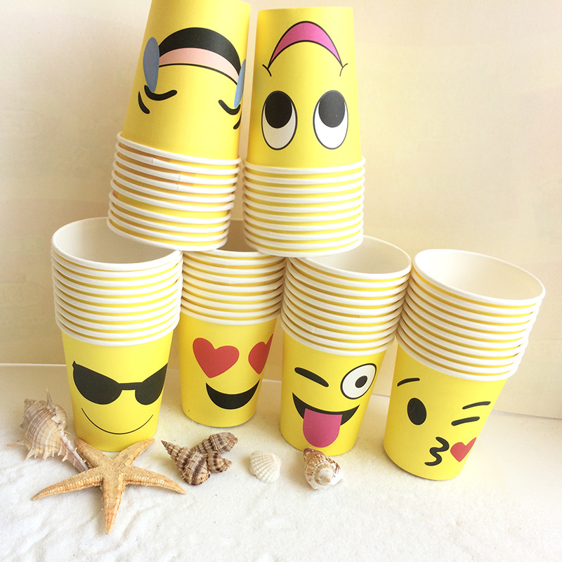 专业定做logo创意环保qq经典表情纸杯个性纸杯厂家现货批发