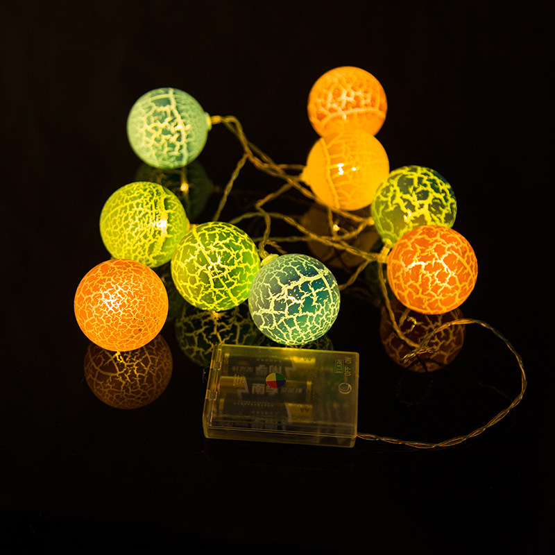 彩灯 节日婚庆装饰裂纹球造型灯电池盒灯装饰圆球led小彩灯批发