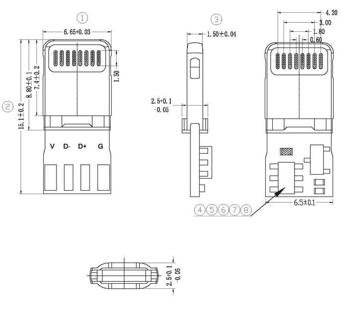 iphon充电插头加pcb .iphon手机公头 pcb.iphon手机插头带pcb
