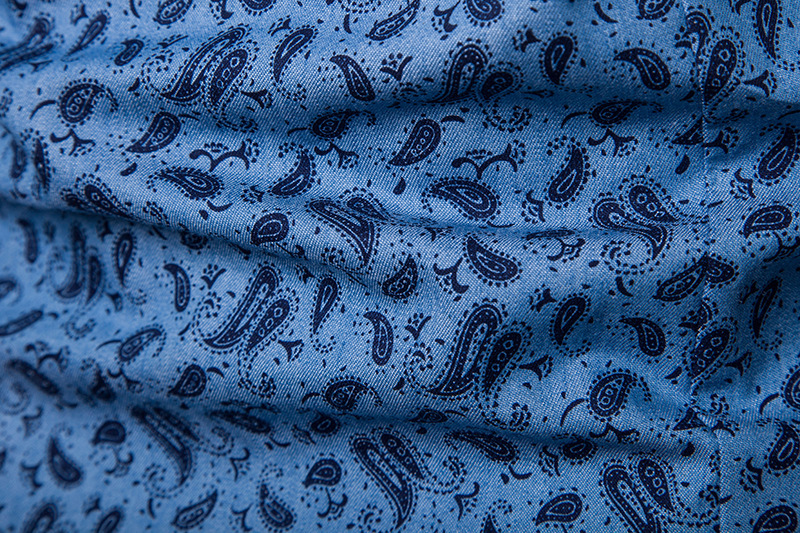 男式衬衫-外贸ebay春秋新款休闲时尚男士衬衣欧码腰果花印花翻领长袖