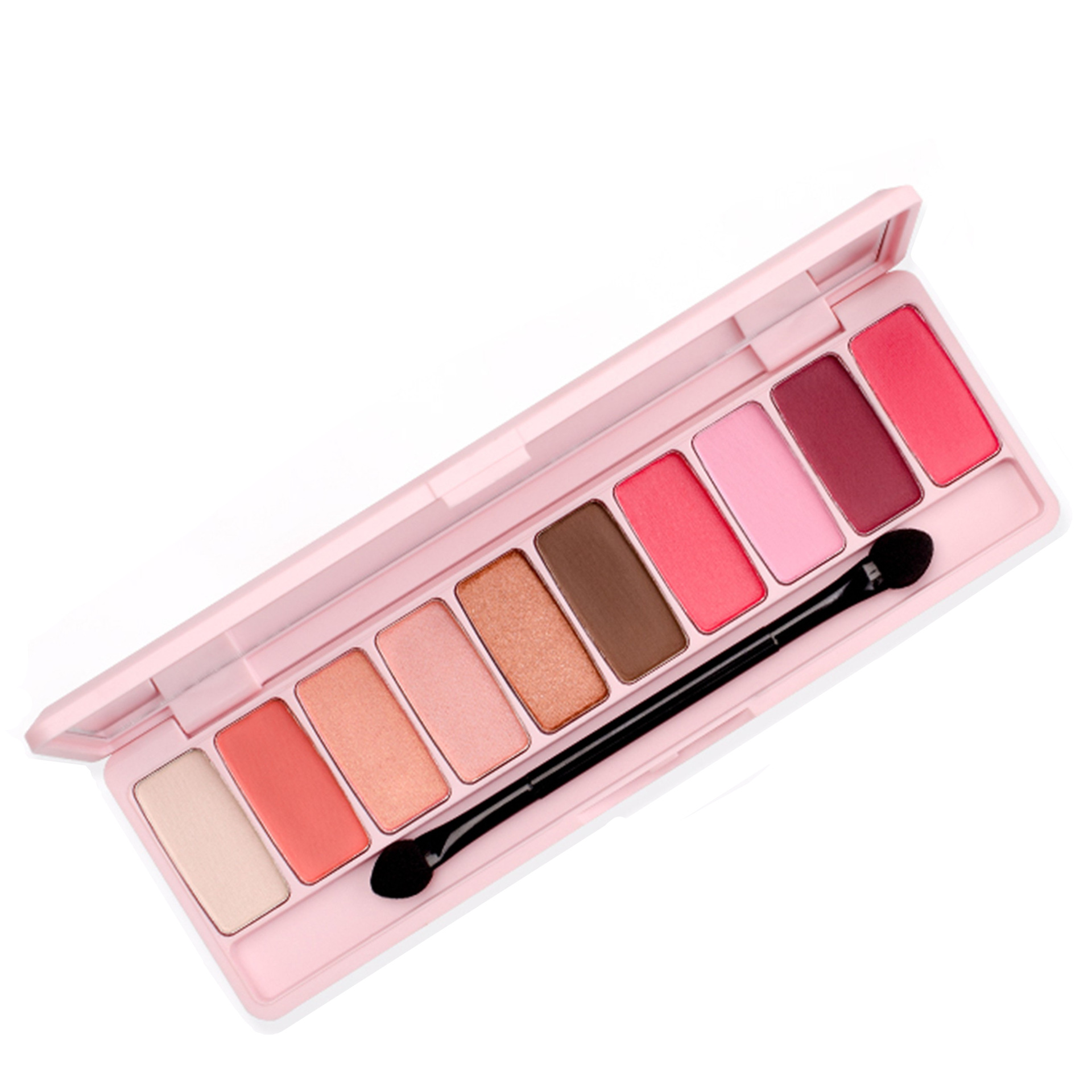 新品爆款十色眼影盘长方形多色眼影盒带镜子同款化妆品彩妆包材