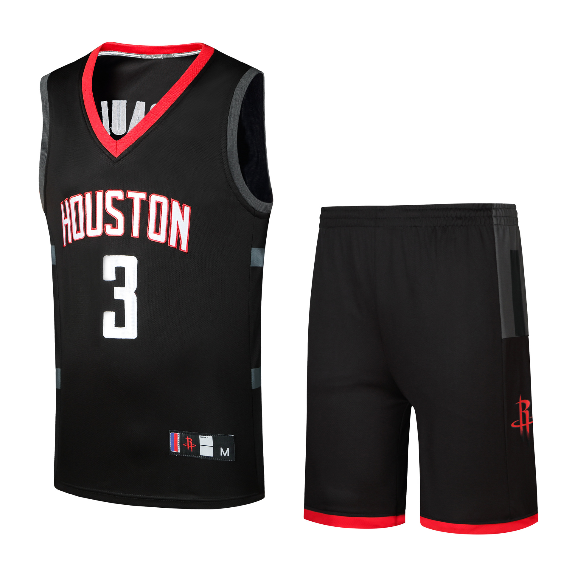 火箭队3号保罗球衣篮球服套装黑色paul战衣刺绣工艺一件代发