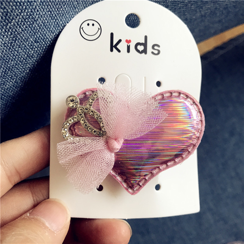儿童种类发夹,发卡颜色粉色材质水钻风格卡通加工定制否造型心形系列