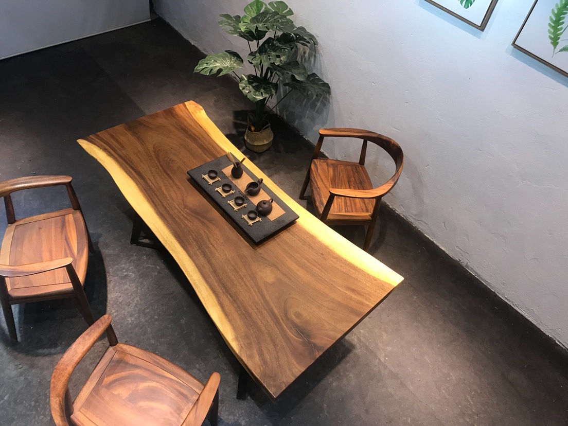 实木大板桌 胡桃木茶桌茶台花梨木办公桌书桌巴花奥坎茶板大班台