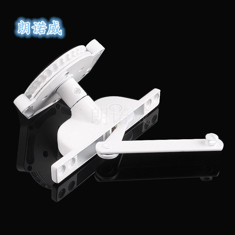 白色锌合金百叶窗手动开关带连杆配件百叶窗手摇手拧拉链开窗器