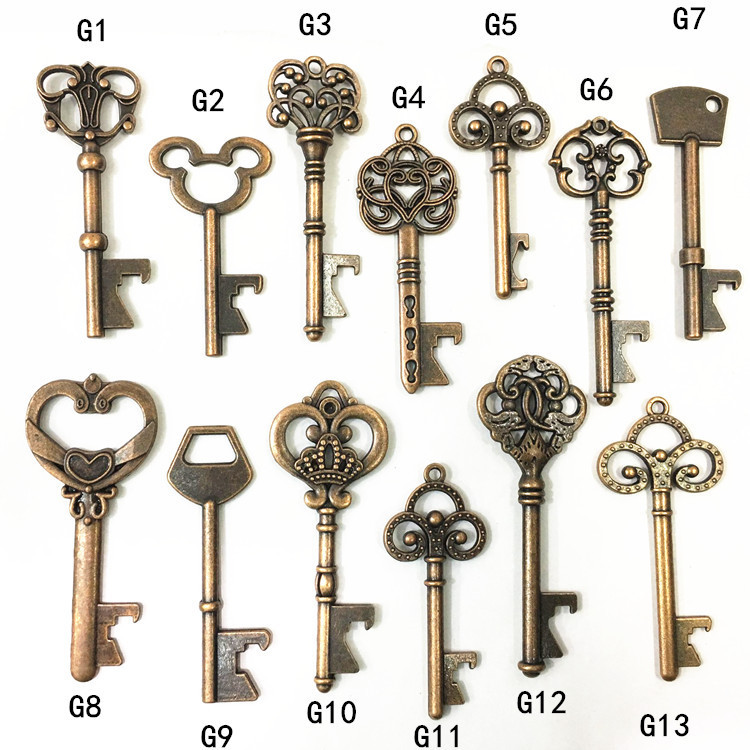Factory Metal Key Beer Bottle Opener Antique Keychain Wedding Favors Gift 50 Pack