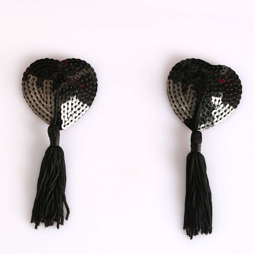 外贸厂家直销性感桃心亮片乳贴胸贴情趣防走光胸贴批发一件代发