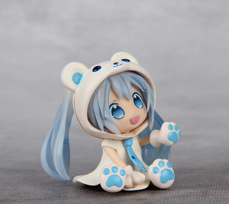 初音未来 mikuq版 熊初音 樱花初音粘土 萌熊公仔盒装手办摆件