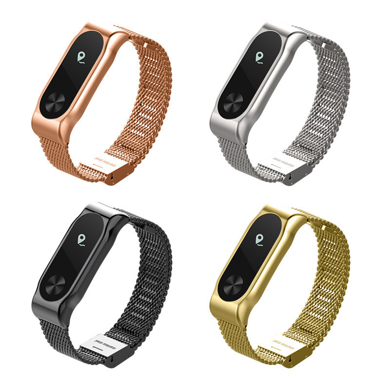 适用小米手环3金属腕带智能手环表带免螺丝不锈钢磁吸全自动卡扣