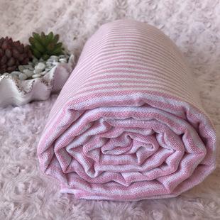 佑达纺织批发订做 80公分 21支纯棉粉色条纹纱布