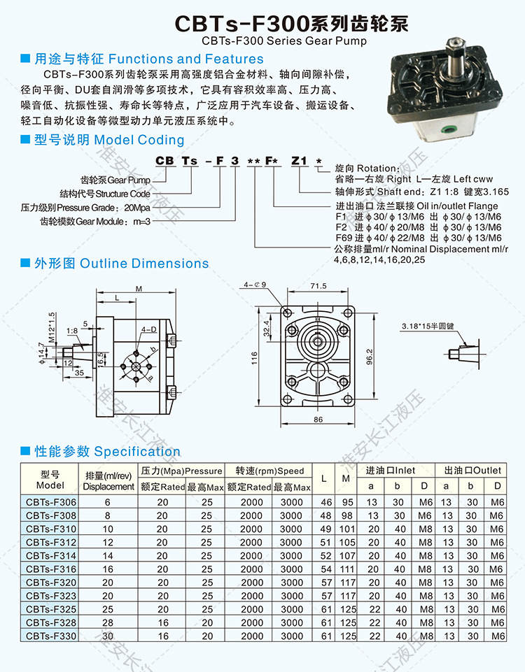 3 型号 cbts-f300系列齿轮泵 规格 cbts-f306,c