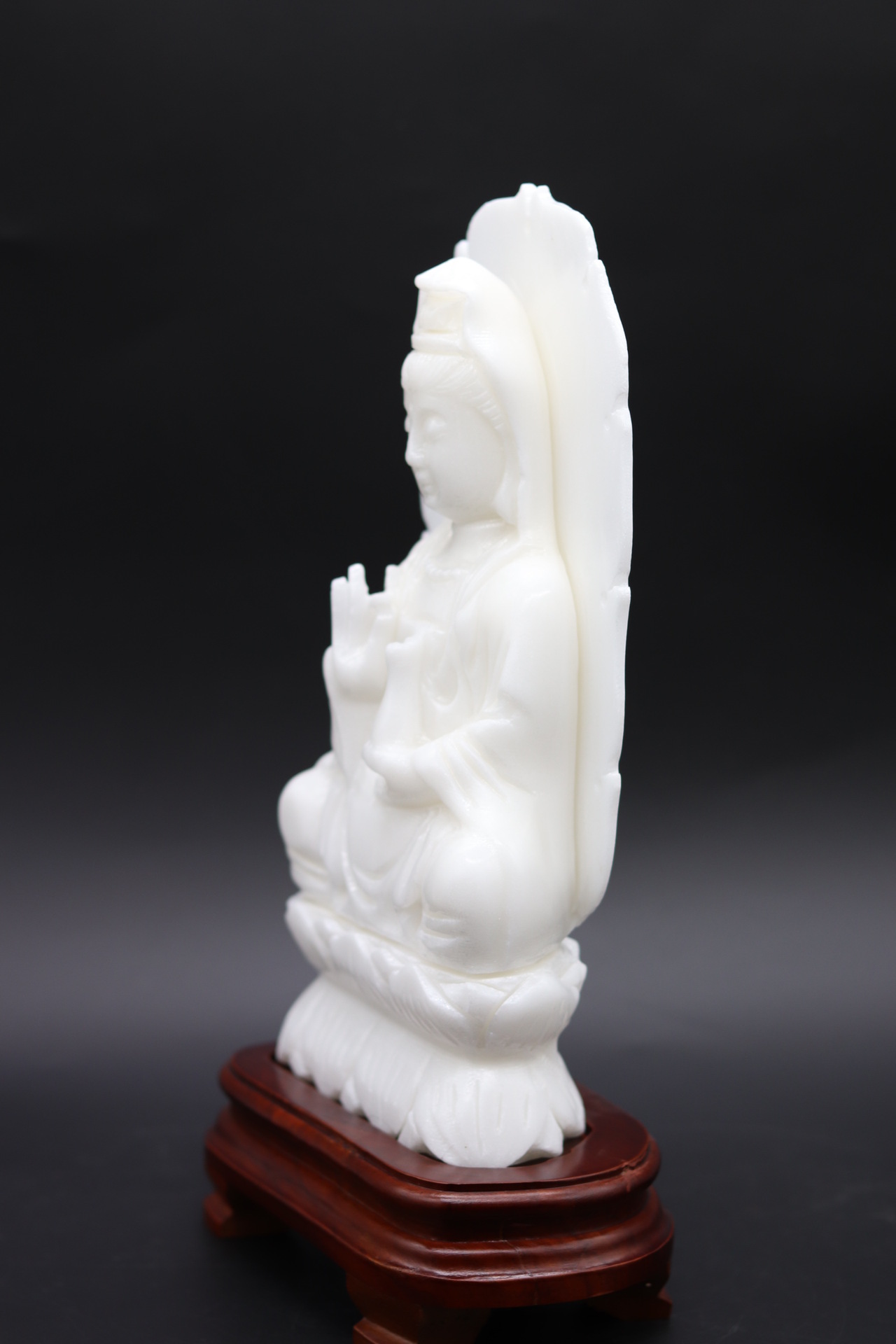 天然汉白玉宝瓶坐莲观音佛像摆件玉雕工艺品佛教用品居家送礼