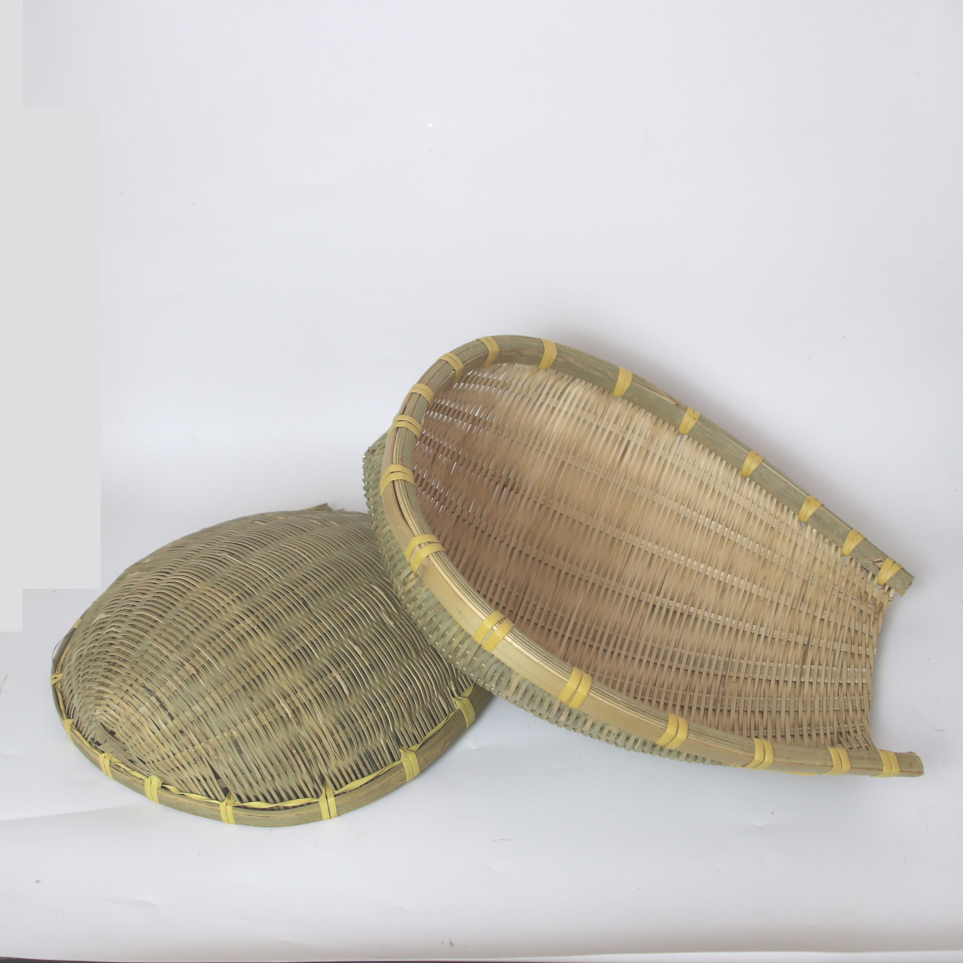 竹编方筲箕 纯手工编织竹簸箕 淘米竹篮 竹编瓜果盘现货批发