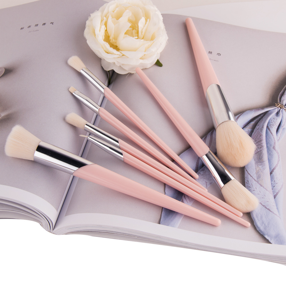厂家直销7支粉色斜管化妆刷 化妆品毛刷 彩妆美妆工具套装 全套