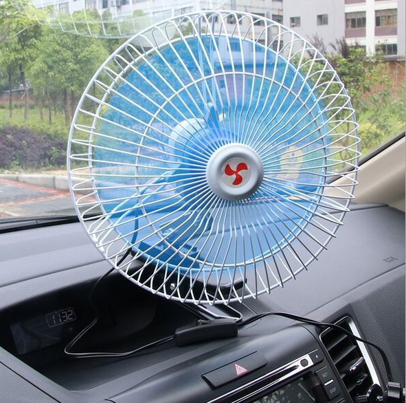 Summer Car Fan Truck 12V/24V Ultra-Strong Wind Car Electric Fan Metal Adjustable Speed Shaking Head Oversized