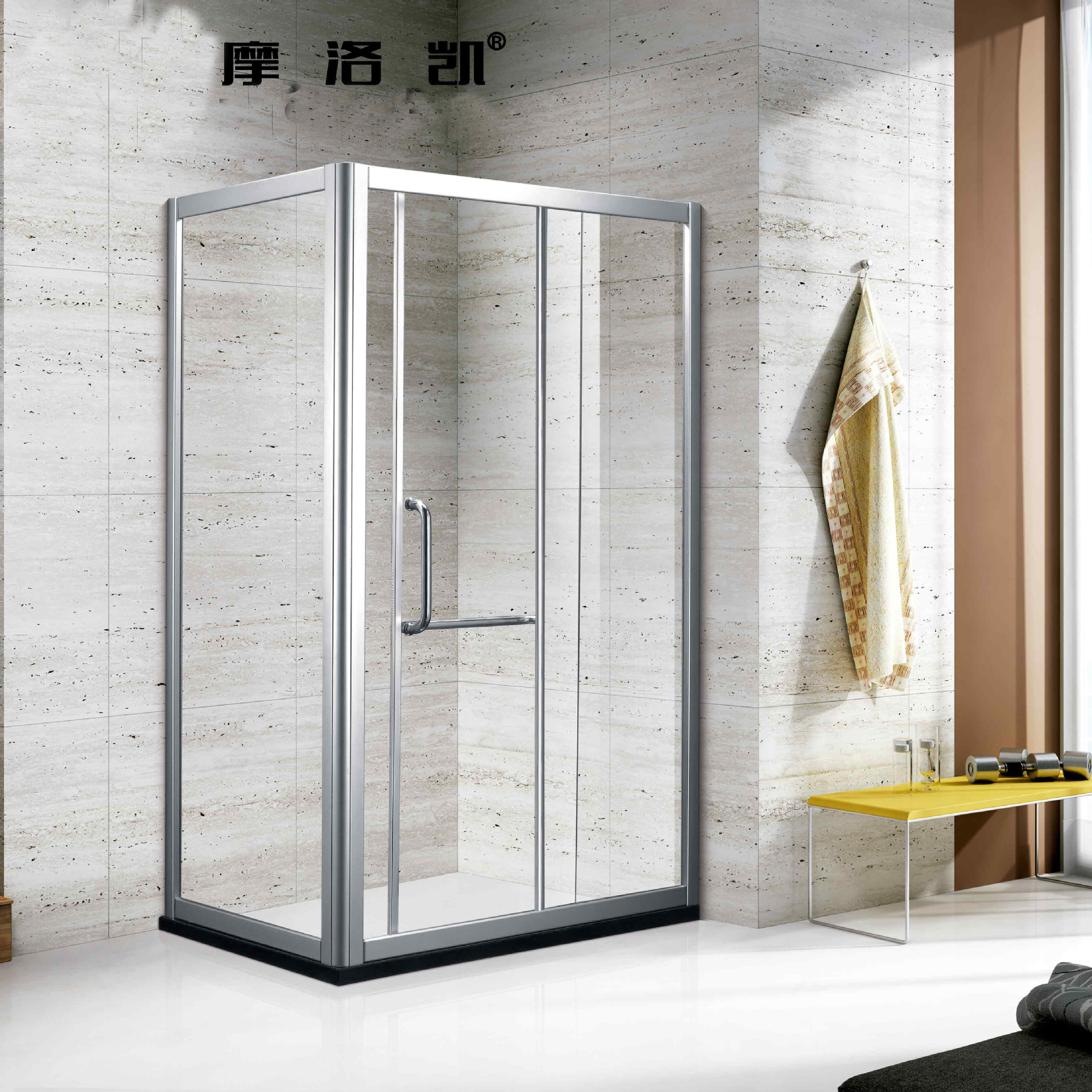 广东淋浴房厂家直供l1905摩洛凯酒店工程方形防爆淋浴房定制