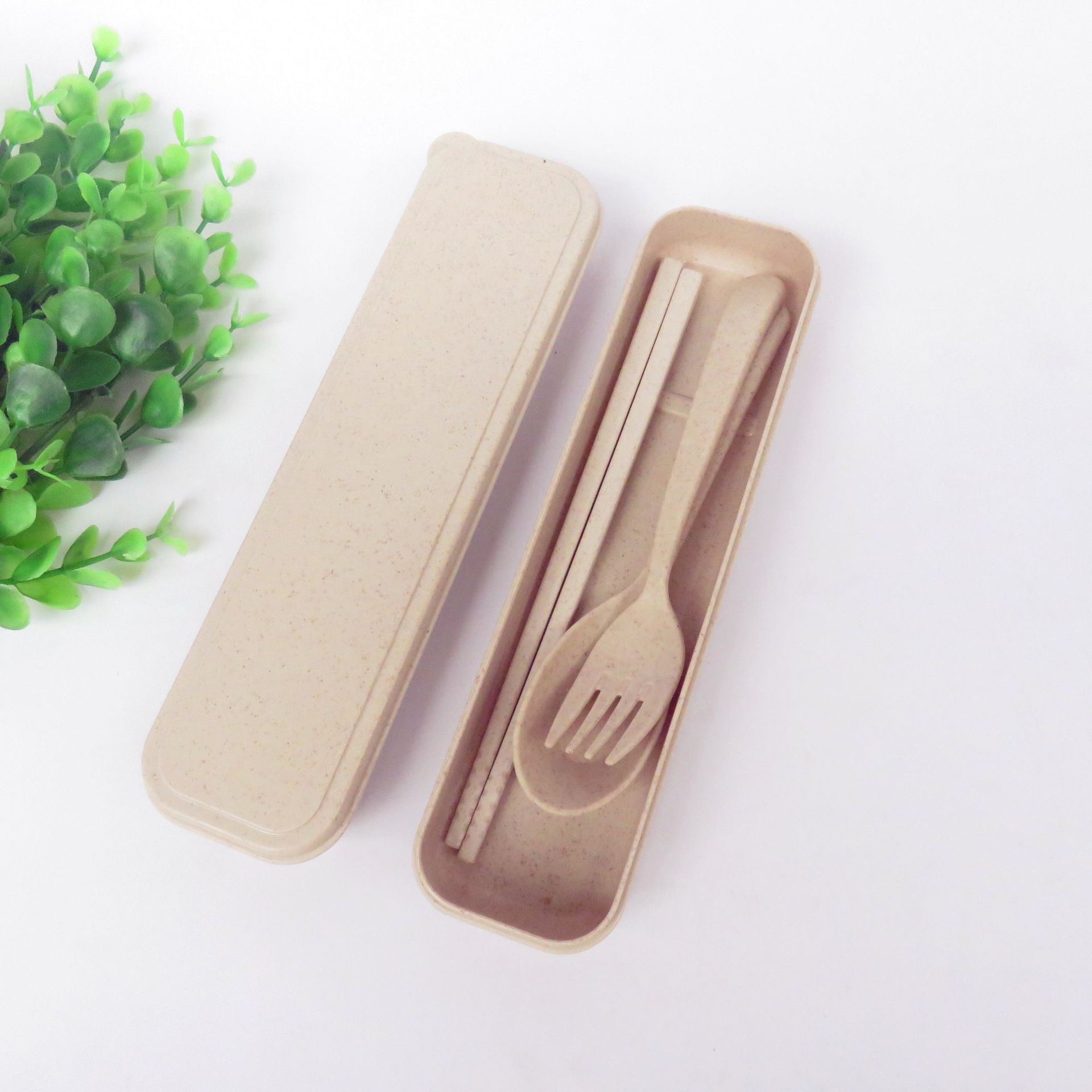 创意小麦秸秆餐具 便携式儿童餐具勺叉筷套装 促销礼品 定制logo