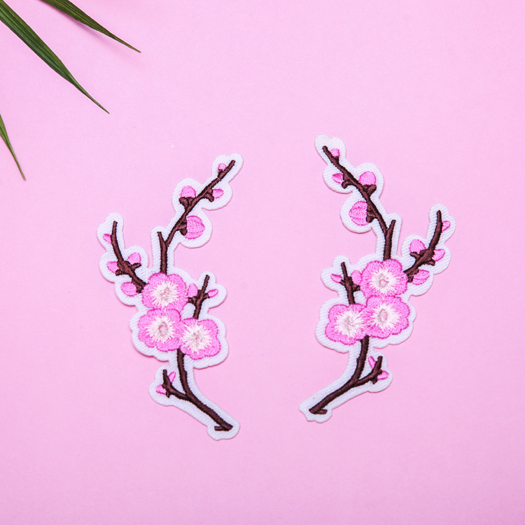 义乌批发梅花刺绣贴 电脑绣花加工绣花贴服装刺绣贴片