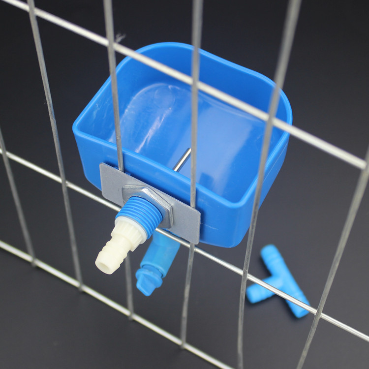 兔子饮水碗 养兔兔獭兔肉兔自动饮水器水槽 防咬钢化铁片固定蓝碗