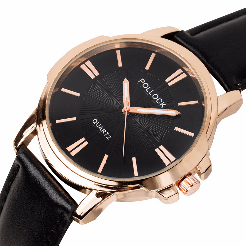 pollock正品时尚简约不防水商务表软皮带男女款男士女士情侣手表