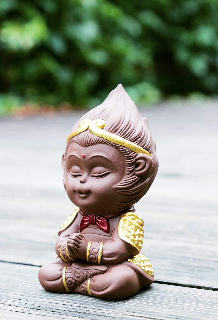 大山 齐天大圣孙悟空猴子黑色金箍棒金箍圈陶瓷摆件茶宠车载小号