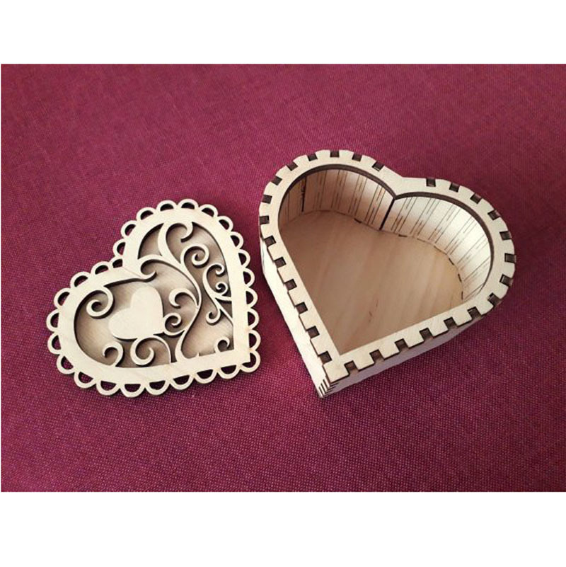 婚庆装饰品雕刻心形木质盒子定制木制婚庆盒子糖果盒礼品盒