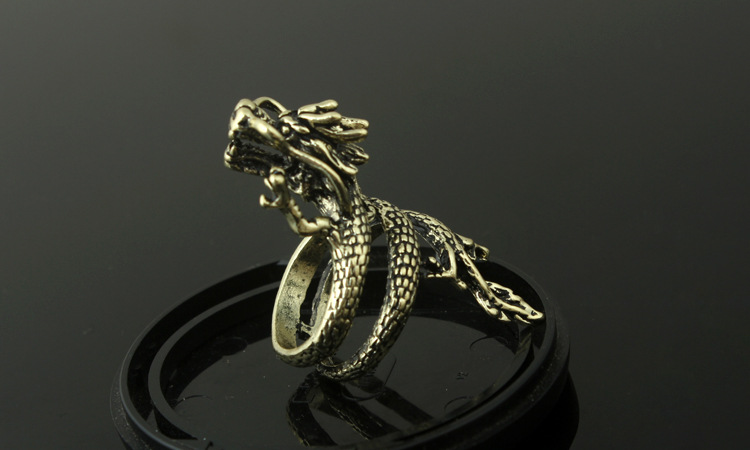 j178龙戒指复古风格个性龙指环男式朋克风男款跨境饰品