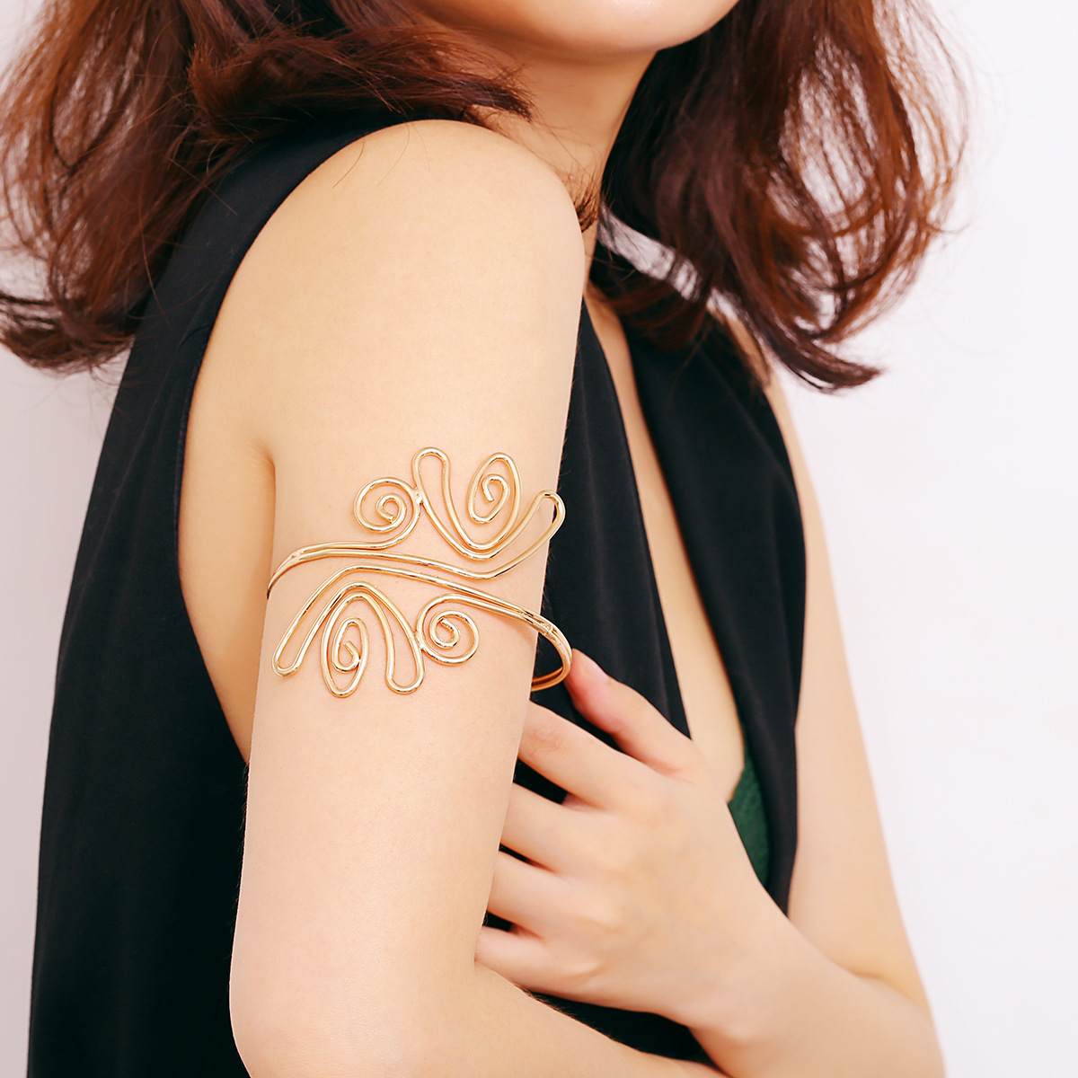 欧美时尚外贸饰品 个性夸张复古民族风几何开口臂镯臂环女