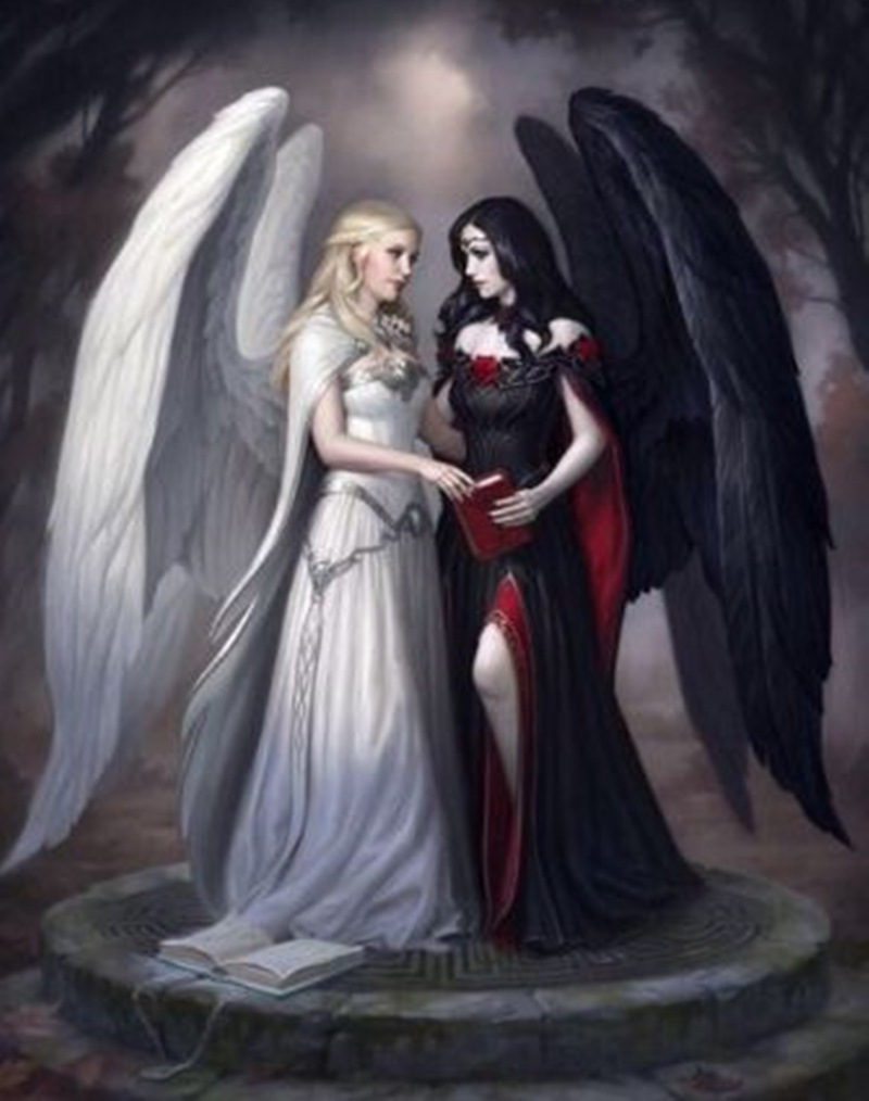 爆款黑白天使钻石画diy家居装饰方满钻贴钻绣挂画工艺品外贸跨境