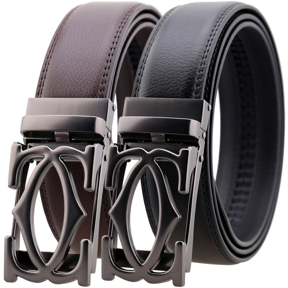 真皮男士皮带 自动扣二层牛皮皮带 爆款时尚夹扣皮带ly36-2305-1