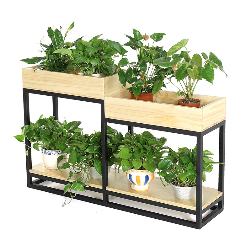 餐厅隔断花架屏风客厅装饰阳台室内办公欧式铁艺实木多层花槽隔墙