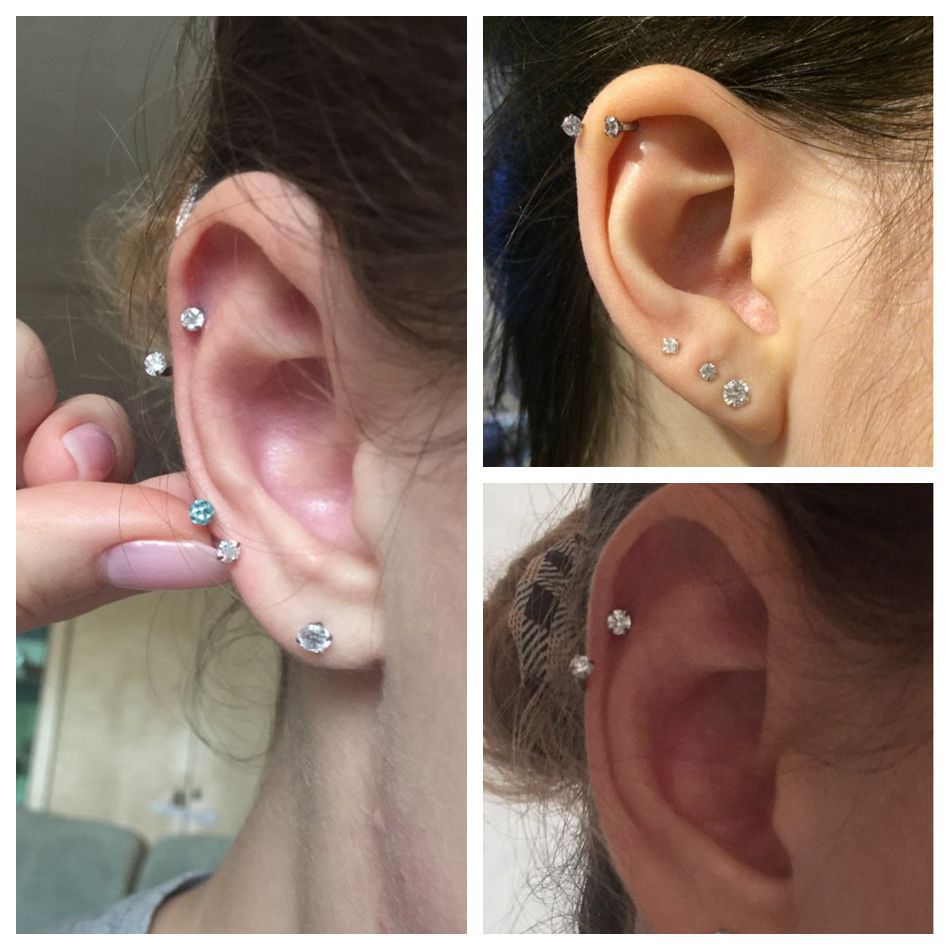 穿刺套装四个不锈钢锆石马蹄环u字形耳钉鼻钉马蹄环人体穿刺饰品