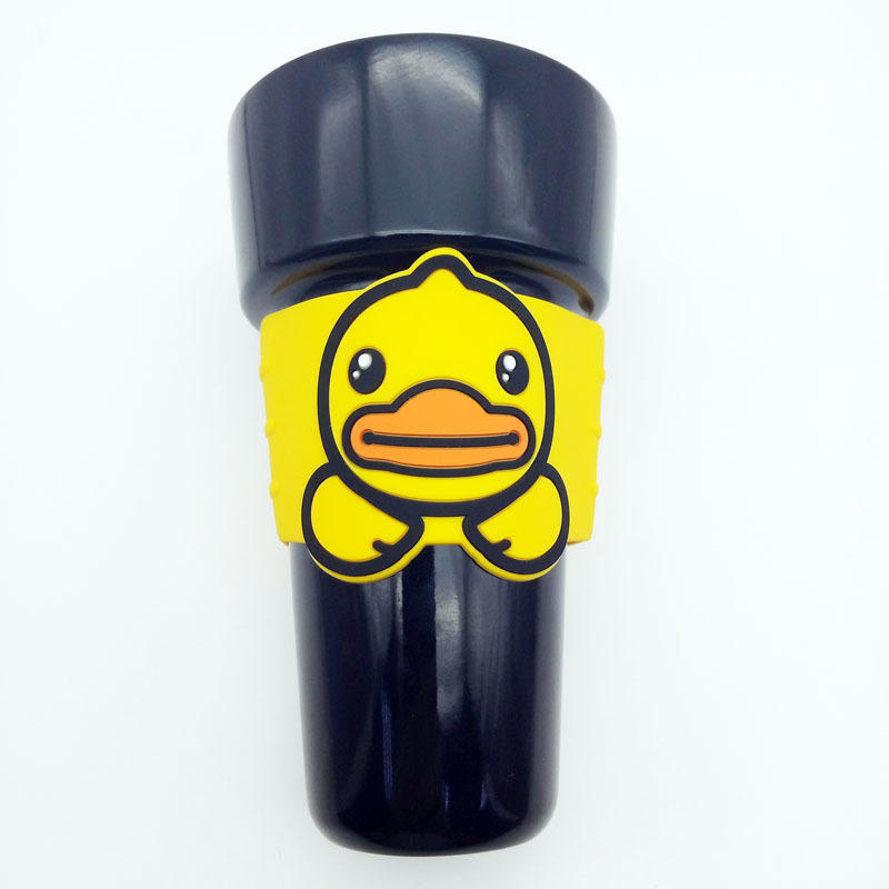 【生产定制】创意卡通硅胶杯套小黄鸭软胶杯套柔软顺滑触感