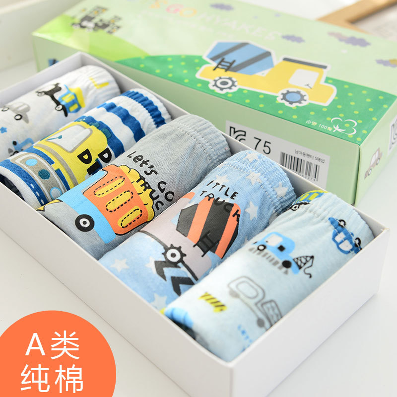 New Boxed Children's Briefs Cotton Baby Boy Bulky Underpants Medium and Big Children Cartoon Shorts Manufacturer One Piece Dropshipping