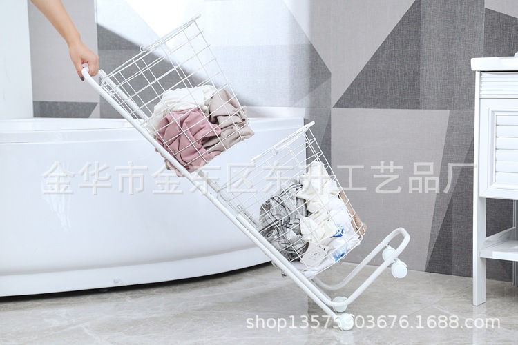 Nordic Laundry Classification Laundry Basket Bathroom Clothes Storage Basket Wrought Iron Dirty Clothes Basket Bathroom Household Minimalist