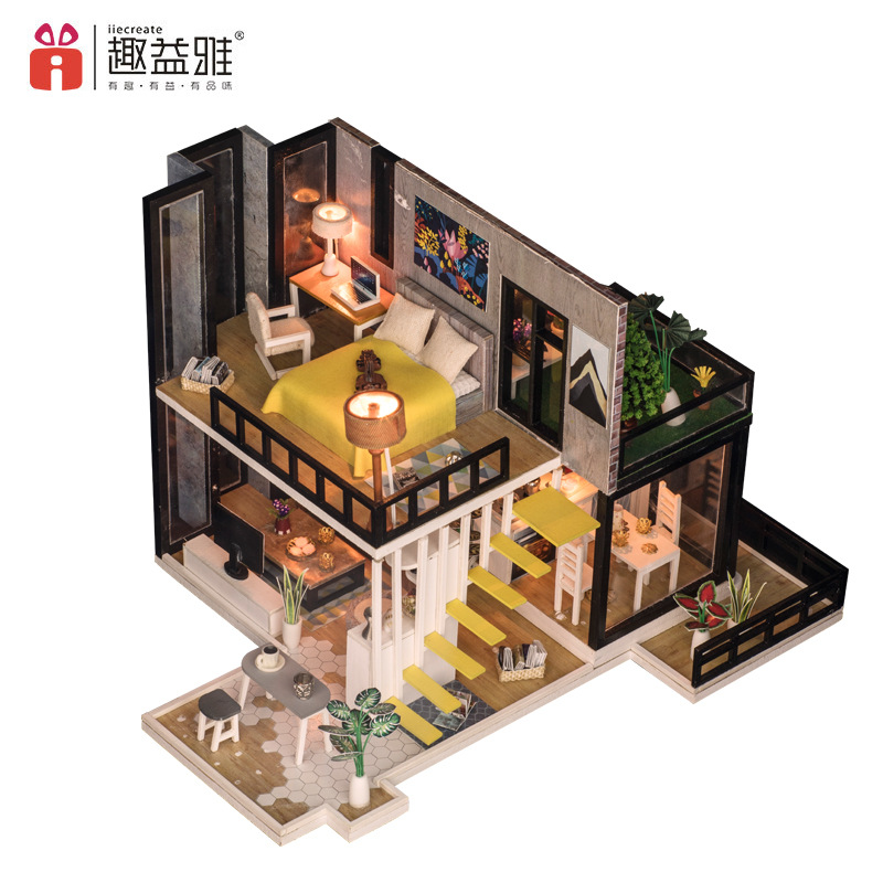 趣益雅一件代发diy小屋九月森林手工创意别墅建筑模型拼装玩具-中