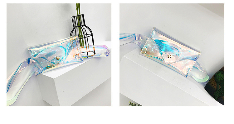 批发新款韩版七彩透明腰包炫酷点缀腰带女包镭射反光透明果冻包包