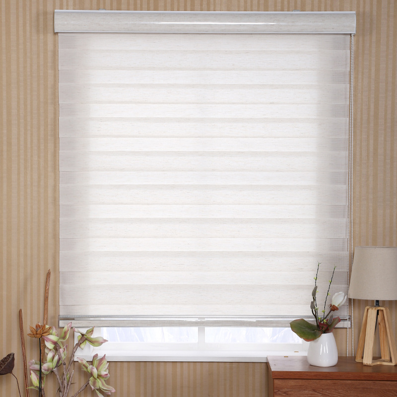 Factory Supply Curtain Finished Double Roller Blind Soft Gauze Curtain Louver Curtain Uv-Proof Office Shading Curtain