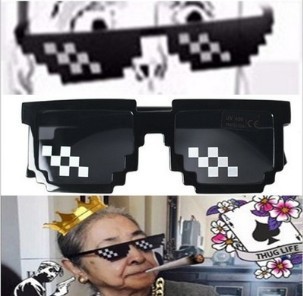 马赛克像素眼镜墨镜打码太阳镜二次元装b生日礼物现货