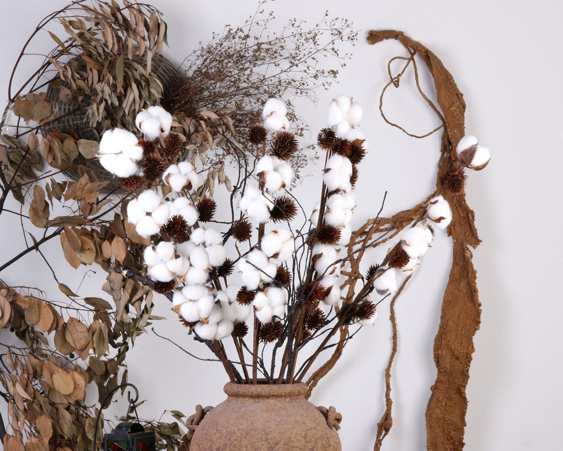 高档仿真花假花棉花单枝客厅装饰插花摄影道具花艺复古永生花批发