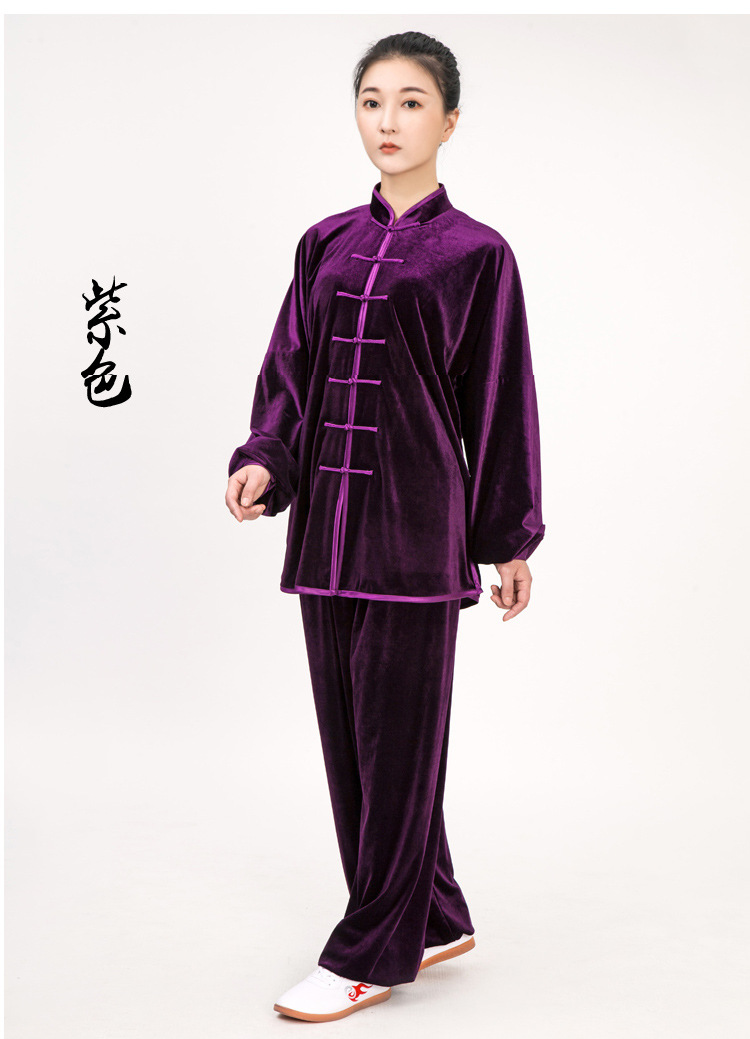 小和山太极服女金丝绒春秋男南韩中老年太极拳服装练功服秋冬加厚